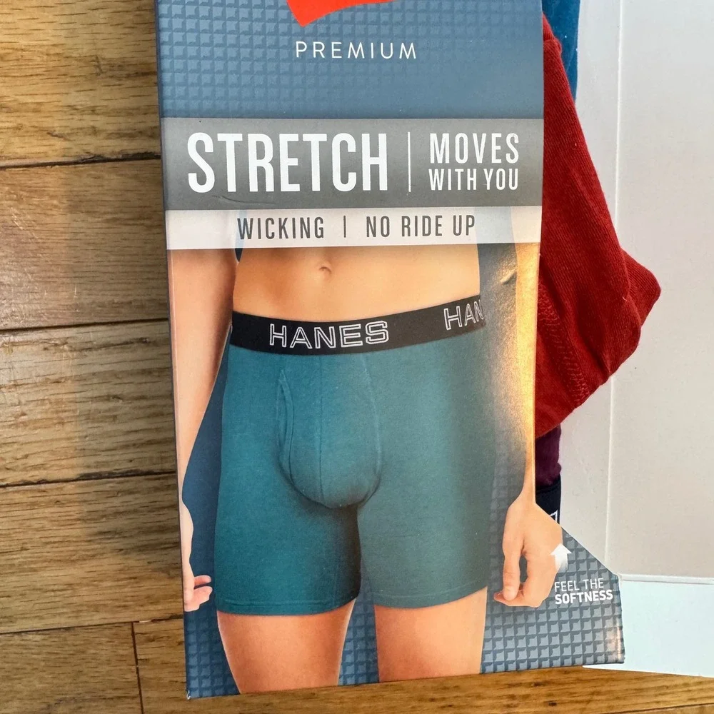 Hanes Premium Mens 3 Pack Tagless‎ Boxer Briefs Cotton Stretch Medium 32-34